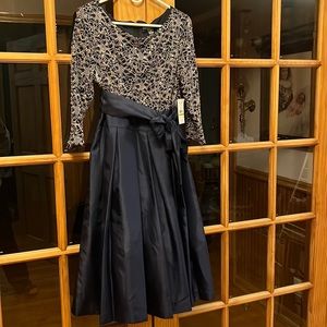 Navy blue party dress with sequin top  Size 14